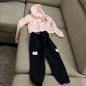 Hello Kitty Pink and Black Kids Jogger Set